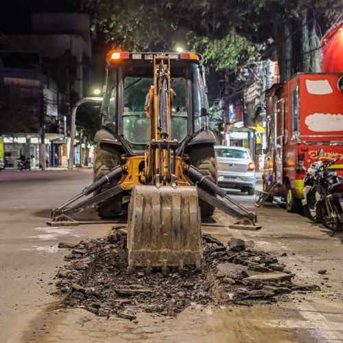 Barra do Piraí inicia operação tapa-buracos em turno noturno em ruas do centro
